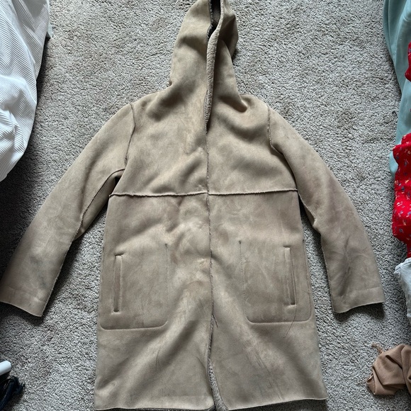 Zara reversible Hooded Teddy/penny lane suede trench Coat - Picture 2 of 5